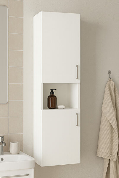Ysf Ravoni Home Premium MDF Banyo Yan Modülü - 120 cm Duvara Asma Dolap - Çif...