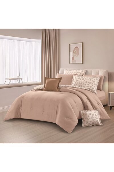 Levore Cotton 8-piece bedspread, 100% soft cotton, floral pattern, double-sid...