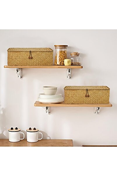 ETERNAL SUNSHINE Seaweed Wicker Bamboo Rattan Rectangular Organizer with Lid and Compartments & Multi-Purpose Organizer