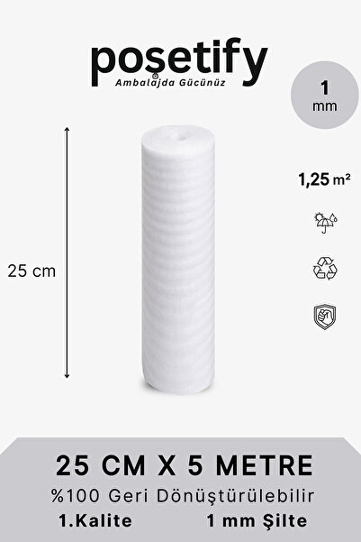 POŞETİFY 25CMX5METRE Rulo Şilte | Taşınma Tabak Arası Cam Bardak Sarma | Koru...