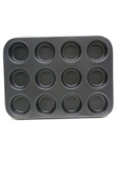 Greathings ENFA RA-124 (12 ЧАШИ) (МЕТАЛЕН И ЧЕРЕН) (ПЛОСЪК) ТАВА ЗА МАФИНИ И ...