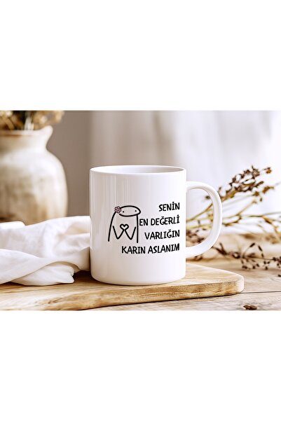 Beramussa Senin En Değerli Varlığın Karın Aslanım Yazılı Mizahi Kupa Bardak -...