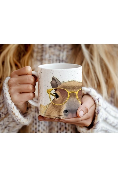 Beramussa كوب بتصميم كابيبارا لطيف مع نظارات - كوب بتصميم كابيبارا - تصميم شك...