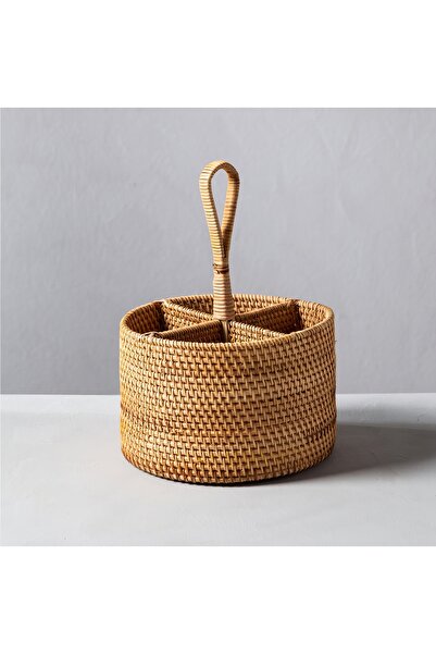 ETERNAL SUNSHINE Rattan hasır bambu Yuvarlak Kaşıklık & Dekoratif Mutfak Tezg...