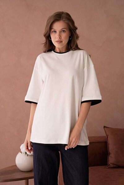 Noi Belis Оверсайз трикотажна тениска с велосипедна яка SS26TS0019