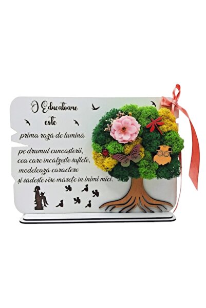 OEM Decorative Painting with Light Beige Tree, Stabilized Lichens and Ribbon ...