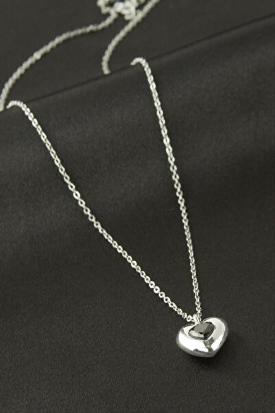 ZERO LAND قلادة NRZSNT مرصعة بالأحجار على شكل قلب (03646) - أبيض