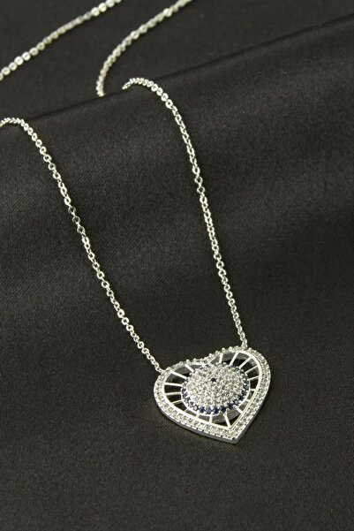 ZERO LAND قلادة NRZSNT بحجر الزركون على شكل قلب - (13101) لون فضي