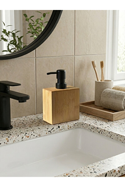 Padilon موزع صابون سائل من الخيزران بتصميم خشبي عصري، موزع صابون أنيق للحمام ...