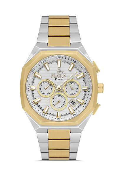 Platin Pierre ساعة يد رجالية من HDS-PL-1281GA-D1 بسوار فولاذي ووظائف متعددة
