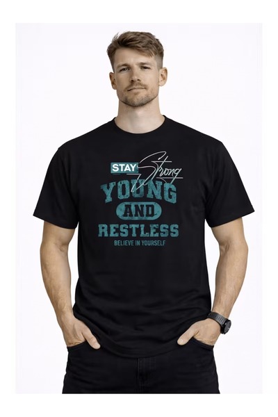 Massgai Ουνισέξ Μπλουζάκι  "Stay Strong " με τύπωμα oversized 100% Βαμβάκι