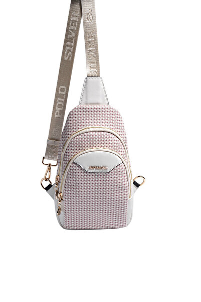 Silver Polo Silver & Polo Sp959 Women's Body Bag Houndstooth Plaid Burgundy-Bone