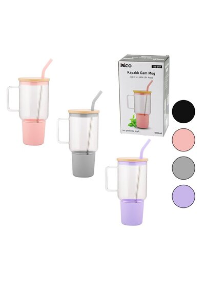 Greathings ІБІКО І22-349 (СКЛО) (1000 МЛ) ФЛЯГА ТА ПИТНИЙ ПРИСТРІЙ (БАМБУКОВА...