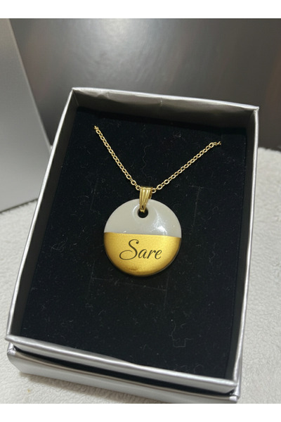 TAKVANOV Kişiselleştirilebilir Seramik Kolye – Sarı Beyaz Zarif Kadın Kolyesi...