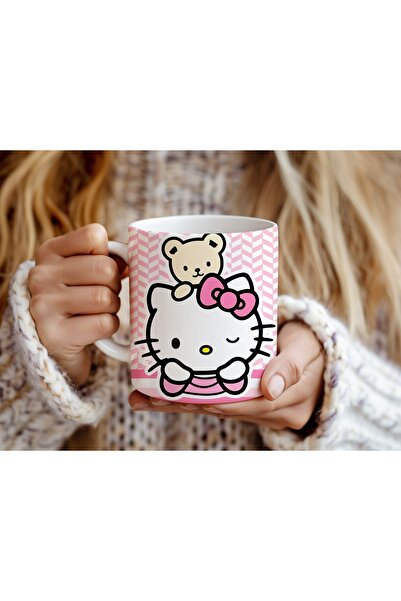 Beramussa Sevimli Pembe Renkli Hello Kitty Figürlü Kupa Bardak - Popüler Çizg...