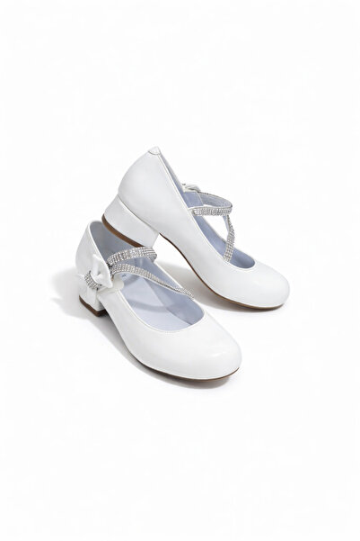 epona Dečiji luk Sa kamenim vezom Udobne niske potpetice B Baletanke Beli