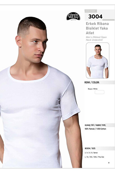 Fily Underwear (6 Pieces) Silver Cotton Men's Ribbed Crew Neck Undershirt Sin...