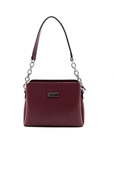 Silver Polo Silver & Polo Sp937 Women's Shoulder Bag Plain Claret Red-Burgundy