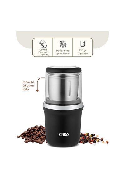 Greathings SİNBO SCM-2997 (KROM KENAR) مطحنة القهوة والتوابل (شفرة فولاذية وغ...