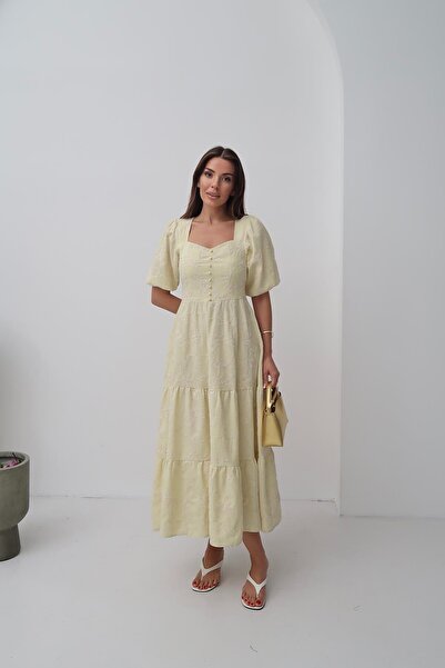 Caddebostan Moda Women's Ornamental Buttoned Balloon Sleeve Square Neck Jacqu...