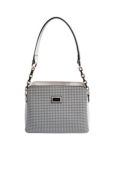 Silver Polo Silver & Polo SP937 Γυναικεία Τσάντα ώμου Goose Feet Καρό Black-Bone