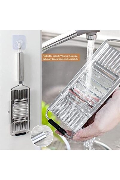 FeyzaDesign Ayarlanabilir 3 Başlıklı Sebze ve Peynir Dilimleyici Rende Aparatı