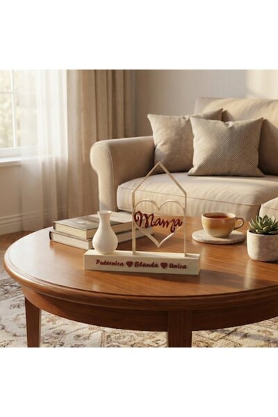 OEM Decoration with Vase Mama, 15 cm, White/Red