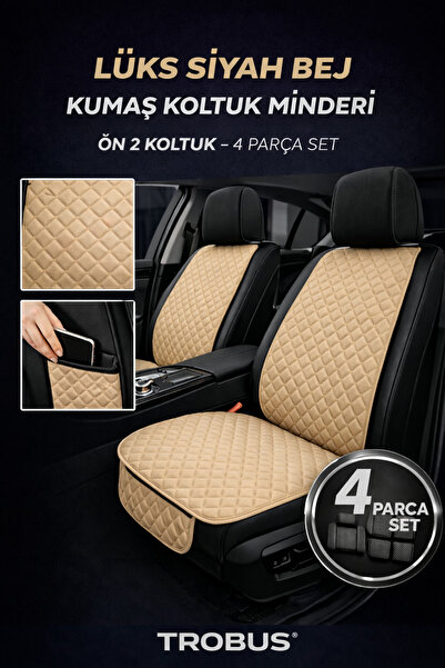 TROBUS Fabric Car Seat Cushion Ergonomic Quilted 2-Piece Beige