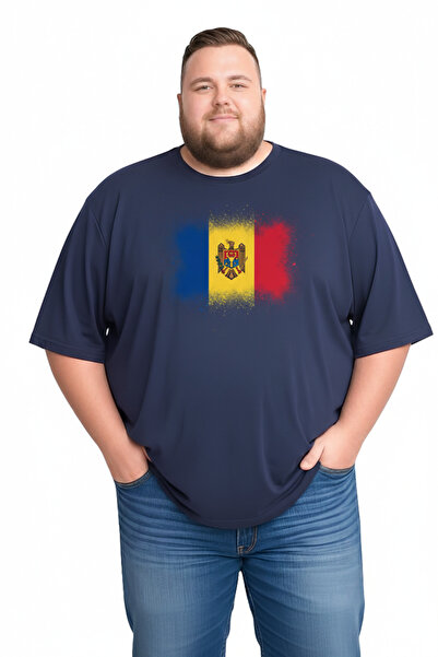 sngl Men's Large Size Short Sleeve Moldova Flag Printed T-Shirt 3XL 4XL 5XL 6...