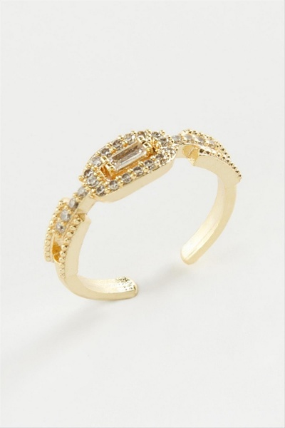 ZERO LAND Nrzsnt Baget Zircon Stone Ring (15814) - Yellow