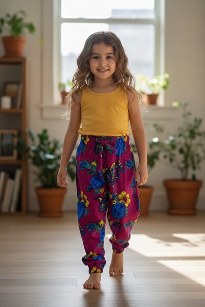 MODA Çiçek Desenli Çocuk Kız Şalvar