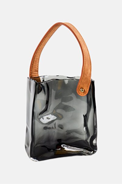 Catherine Malandrino Glass Vase With Handle, Translucent Black