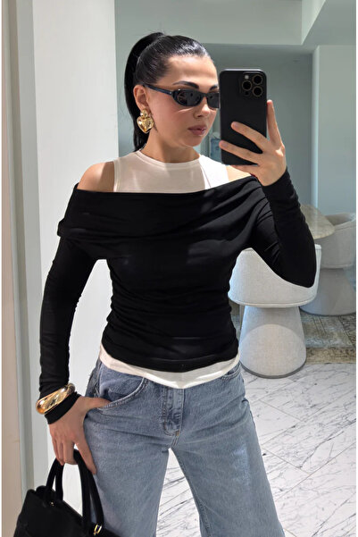 Perry Boutique Women's Athlete Detailed Asymmetrical Cut Blouse