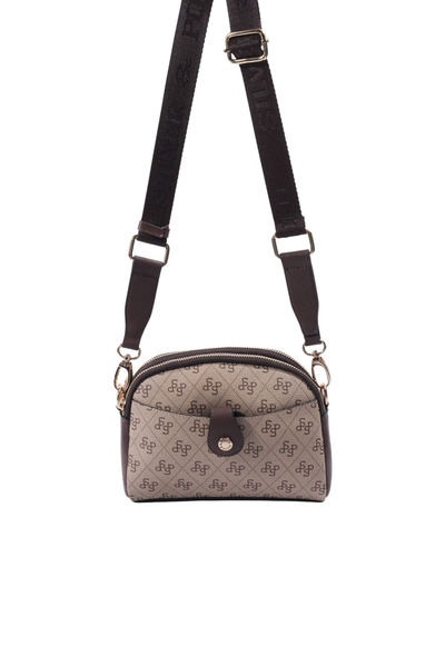 Silver Polo Silver & Polo Sp1144 Women's Crossbody Bag Monogram Dark Beige-Brown