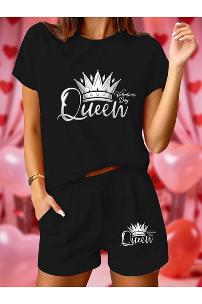 ibibik moda Queen printed oversize t-shirt shorts set