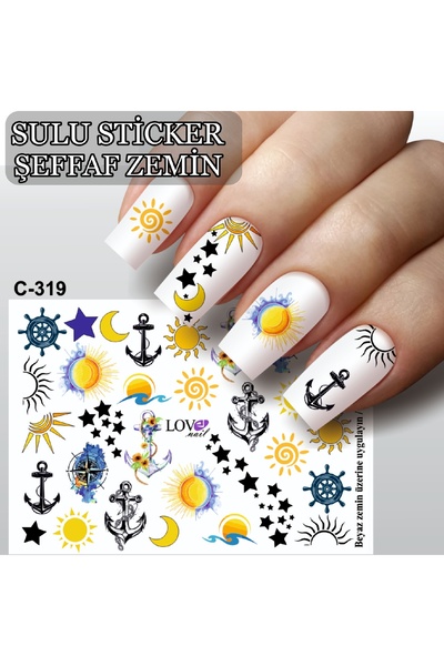 ECLAT TIRNAK STİCKERİ KALP, DUDAK, ÖPÜCÜK, MEYVE, DENİZ, YAZ (SULU TATTOO ÇIK...