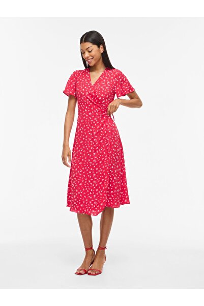 VILA Kleid mit V-Ausschnitt VILOVIE Kurzärmeliges