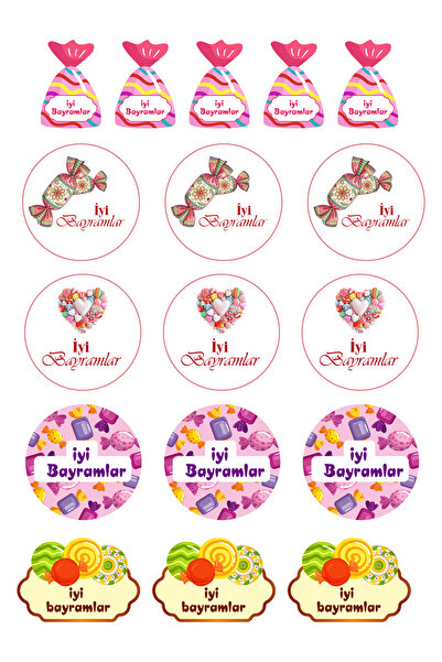 Ruhab İyi Bayramlar Etiket Seti 119 Adet 7 Sayfa A Kalite Parlak Kuşe