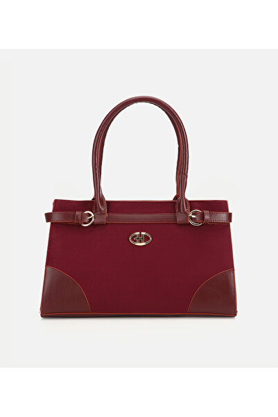 Hotiç Kadın Süet Bordo Kemer Detaylı Omuz Çantası