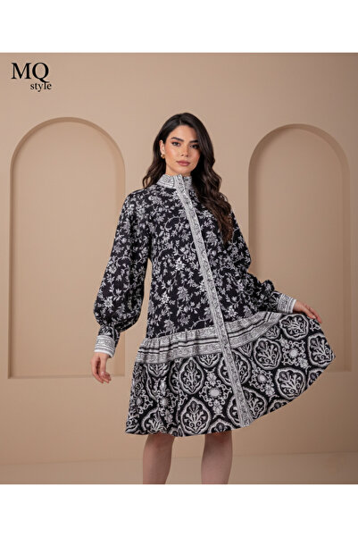 MQ A short, long-sleeved, floral dress with a high neck from Style – the epit...