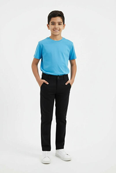 SOULTAN بنطلون تشينو للأولاد قطن مخلوط السادة