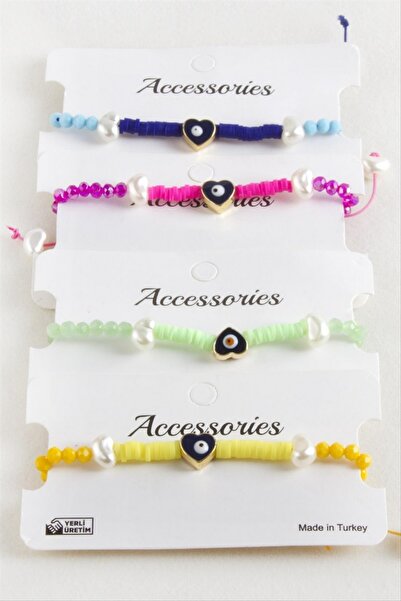 ZERO LAND سوار من خيوط المكراميه والكريستال واللؤلؤ على شكل قلب من NRZSNT (15...