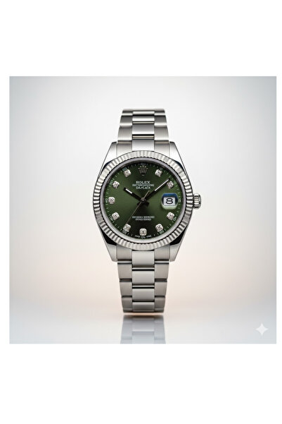 LAOBAN ساعة أنيقة – مينا أخضر مع إطار مخدد وسوار من الفولاذ المقاوم للصدأ