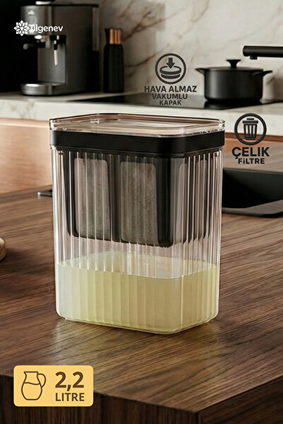 FeyzaDesign Çelik Süzgeçli Yoğurt Süzme Kabı ve Filtre, 2 Adet Set