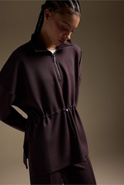 DeFacto Long Fit High Collar Modal Sweatshirt F9065Ax26Sp