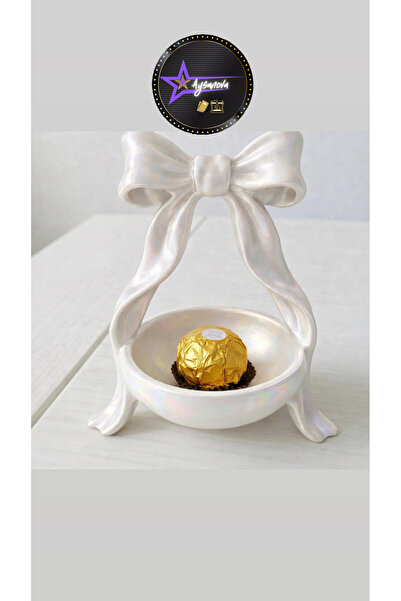 aysanova 4-Piece Coquette Bow Design Presentation Bowl & Ring Plate - Decorat...