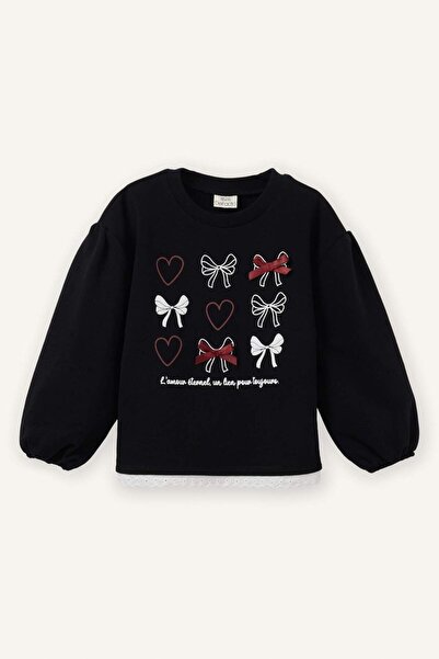 DeFacto Oversıze Desenli Sweatshırt Kız Bebek G8109A526SP