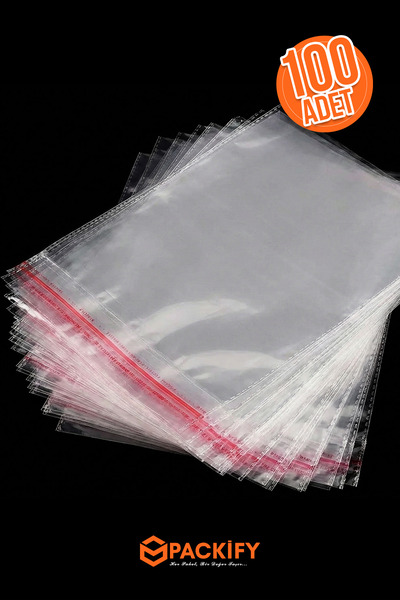 Packify 100 Adet 15x30 cm Bantlı Şeffaf Jelatin OPP Poşet Ambalaj Paketleme P...