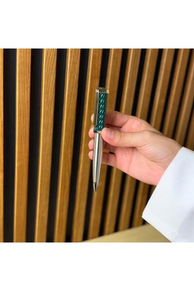 Pen Silver Hexagonal with Green