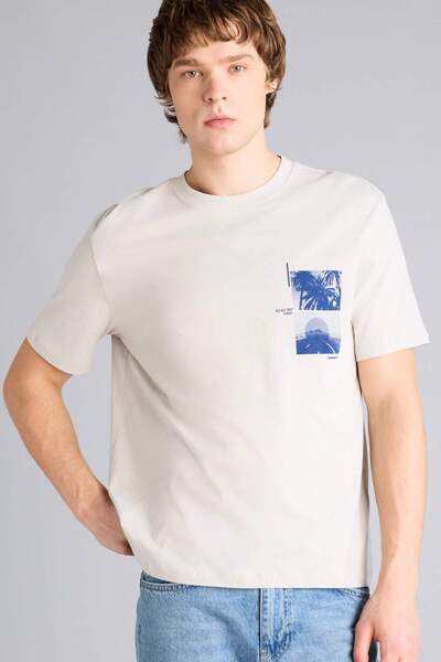 DeFacto Regular Fit Printed Short Sleeve T-Shirt H2525Ax26Sp